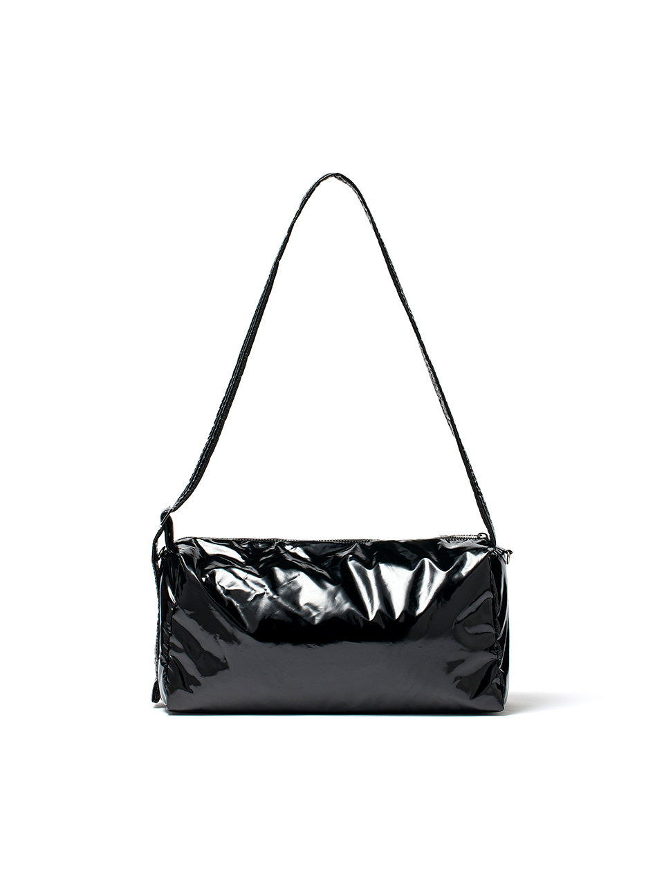 亮面LOGO縫線肩背包 黑色