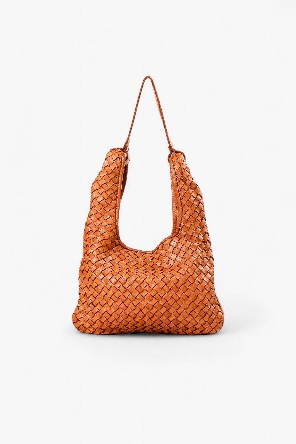 LUCE 雙耳編織肩背包 棕色