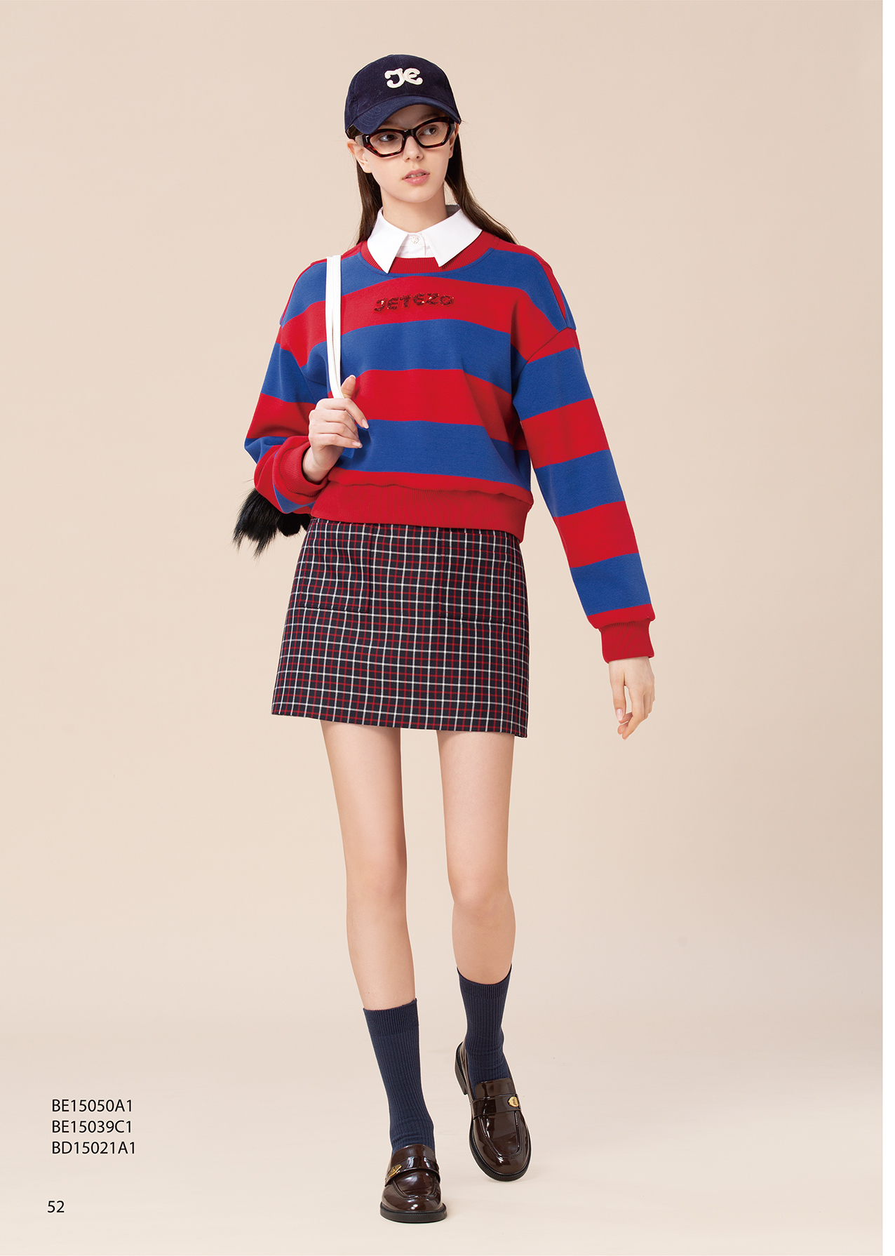 BE15050A1 學院節奏寬條紋JE刺繡針織衛衣