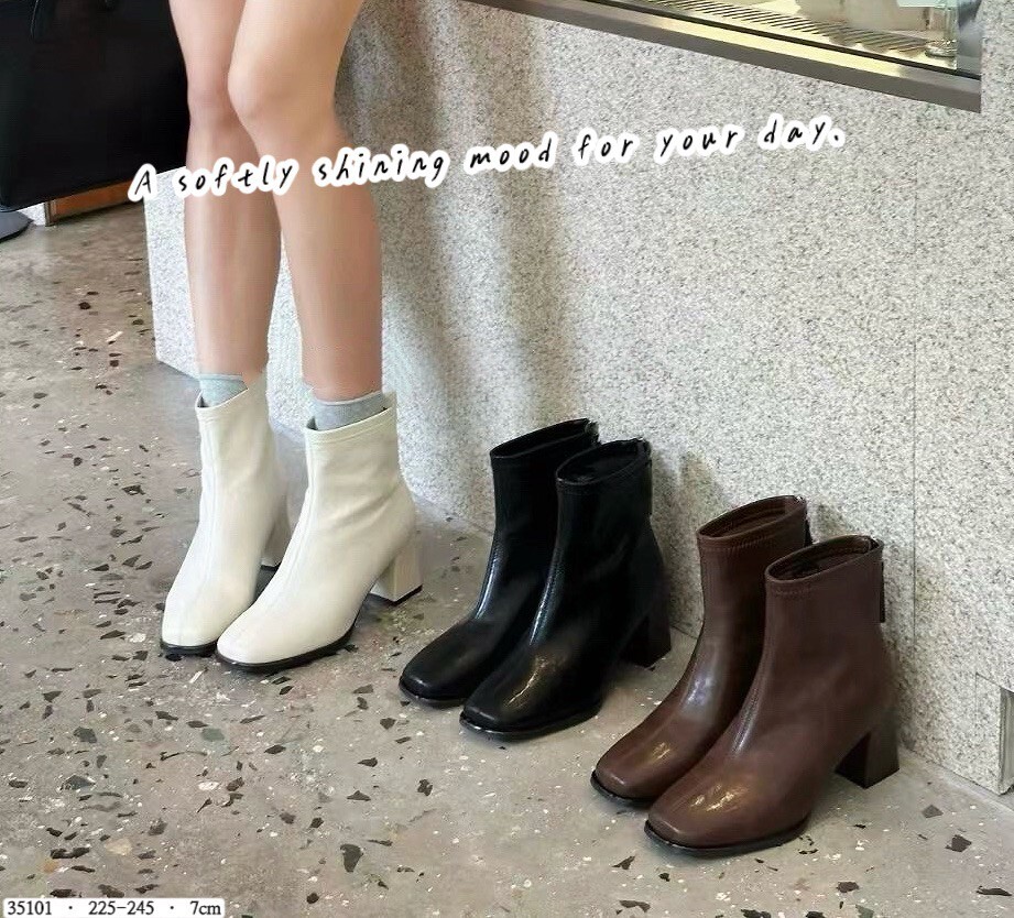 35101韓國霧光柔皺氣質短靴