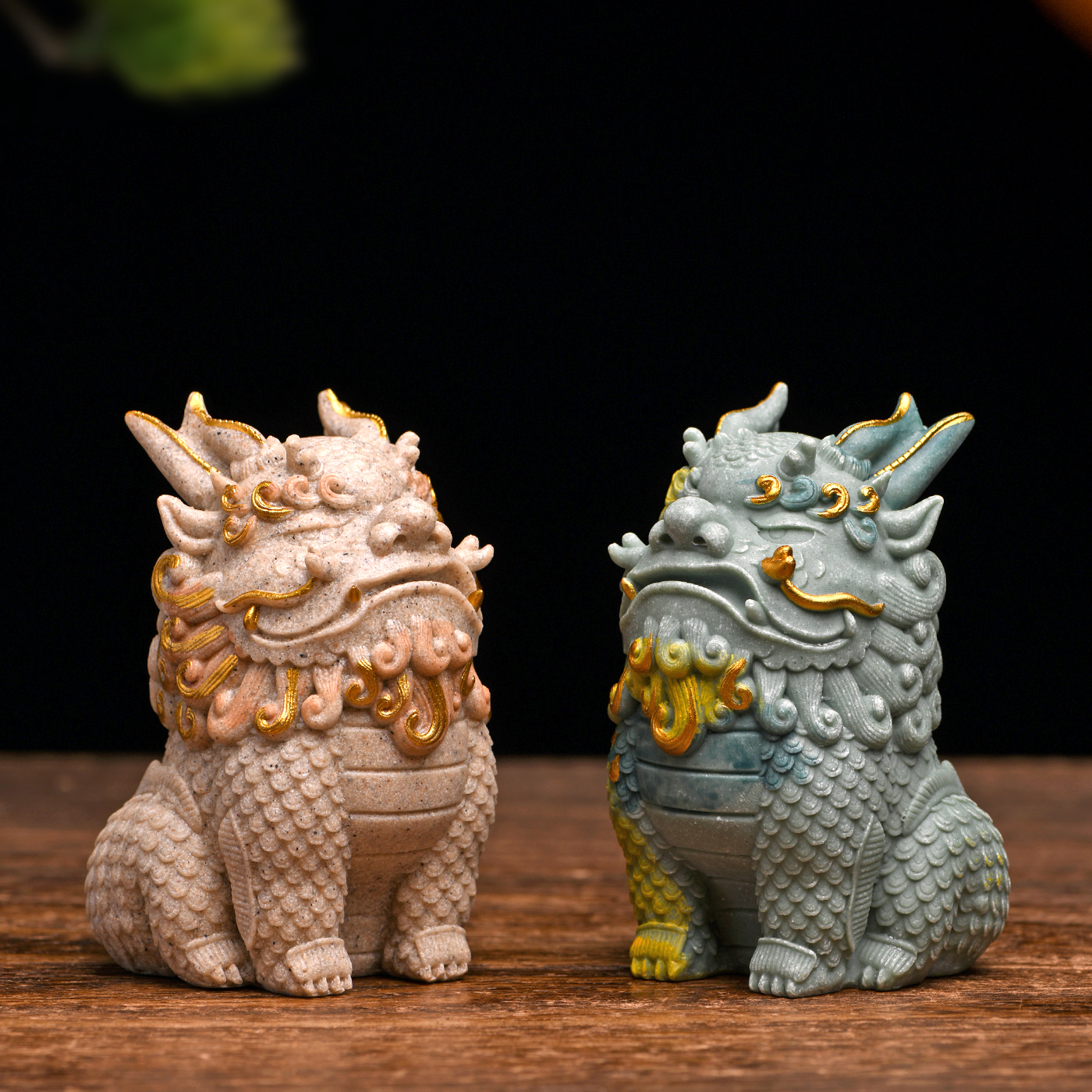 傳藝工坊- 『八方來財貔貅』祥獸彩砂石塑兩種色彩可選