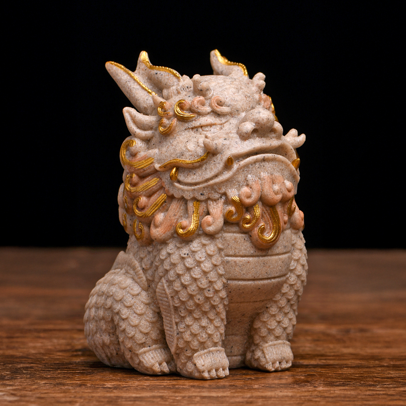 傳藝工坊- 『八方來財貔貅』祥獸彩砂石塑兩種色彩可選