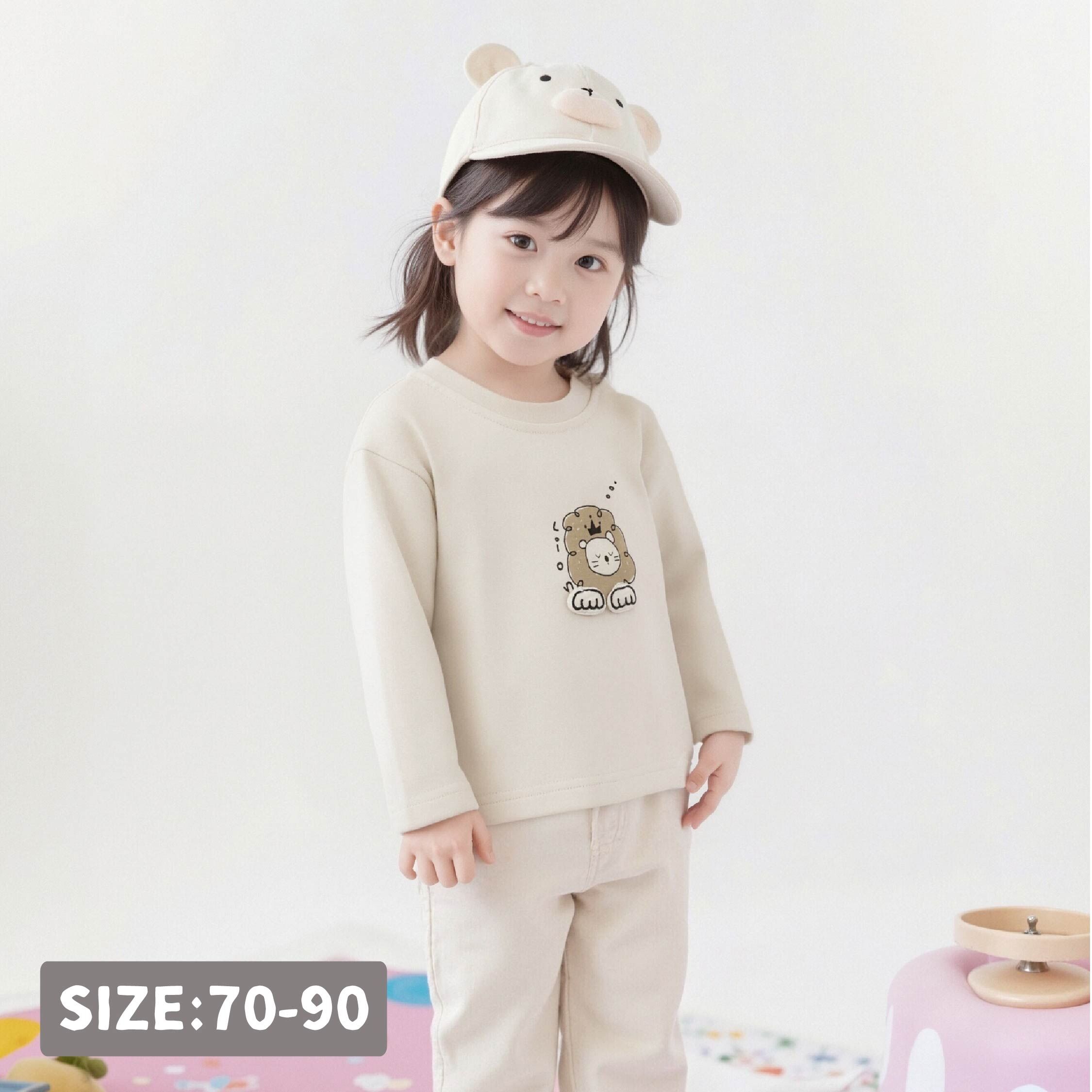 【H55506】手繪閉眼獅子立體造型上衣＊二色