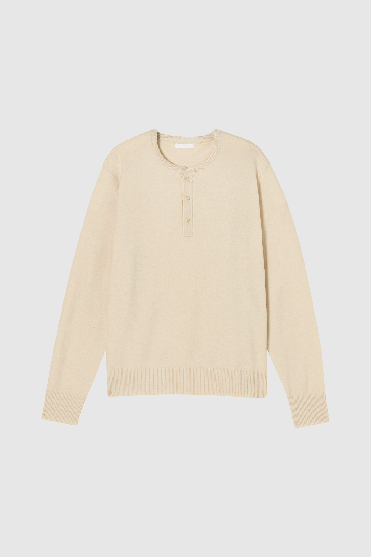 Luum亨利領針織長袖Polo衫 （米白）
