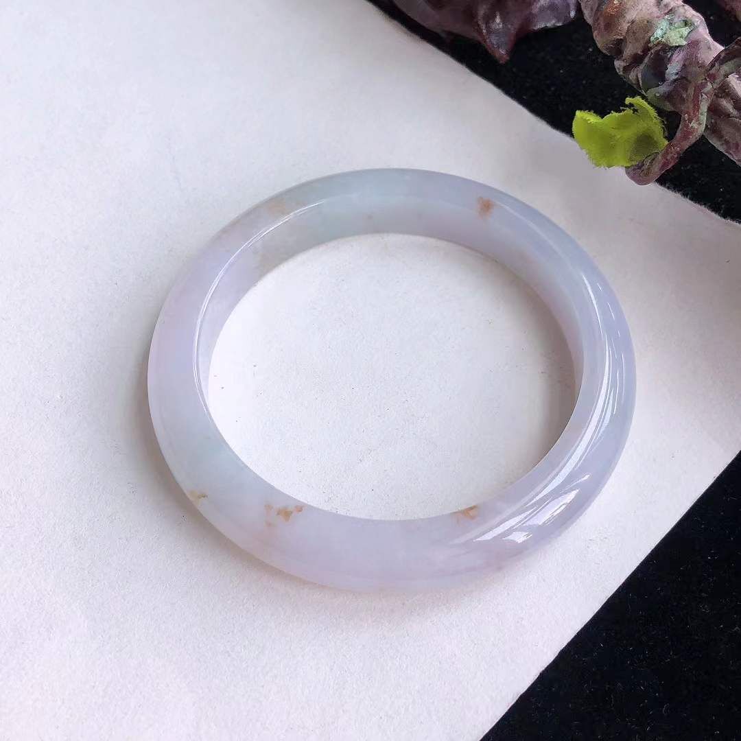 1072640 58.6mm冰糯紫羅蘭灑金翡翠正圈手鐲 (58-60)