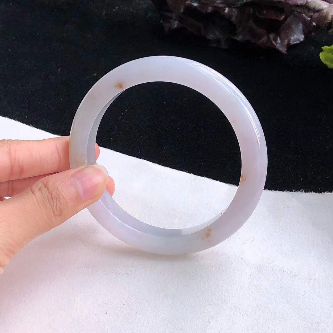 1072640 58.6mm冰糯紫羅蘭灑金翡翠正圈手鐲 (58-60)