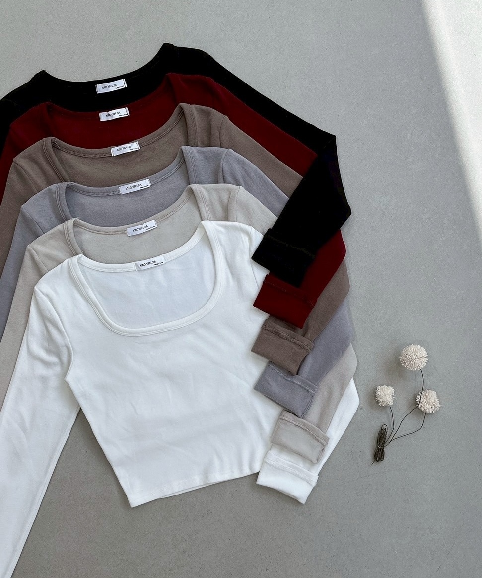 方領內磨毛棉質上衣