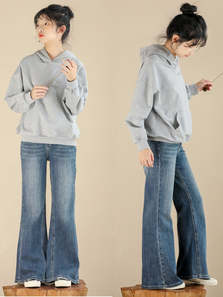 寬鬆灰色連帽大學衫