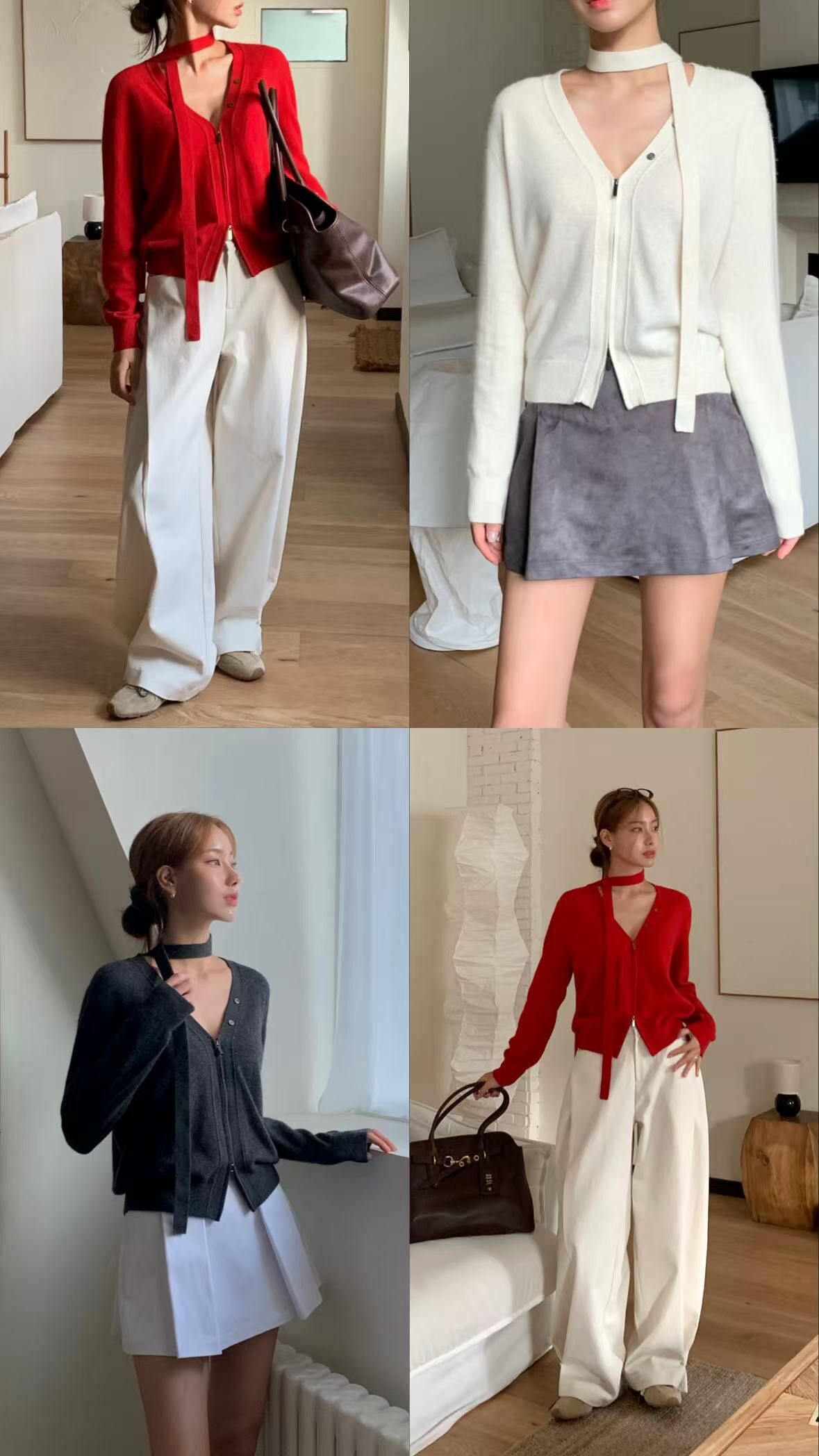 OB5101 V領領口綁帶拉鏈外套