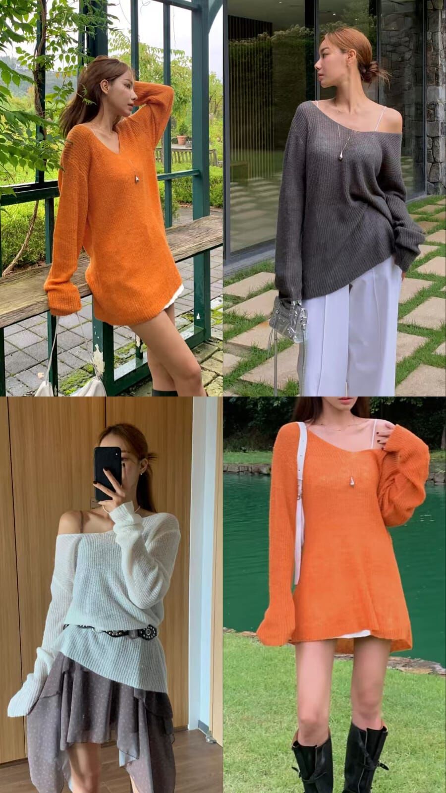 OB5114 暗紋薄針織大V領上衣  *特價* (優惠碼同充值購物金不適用)