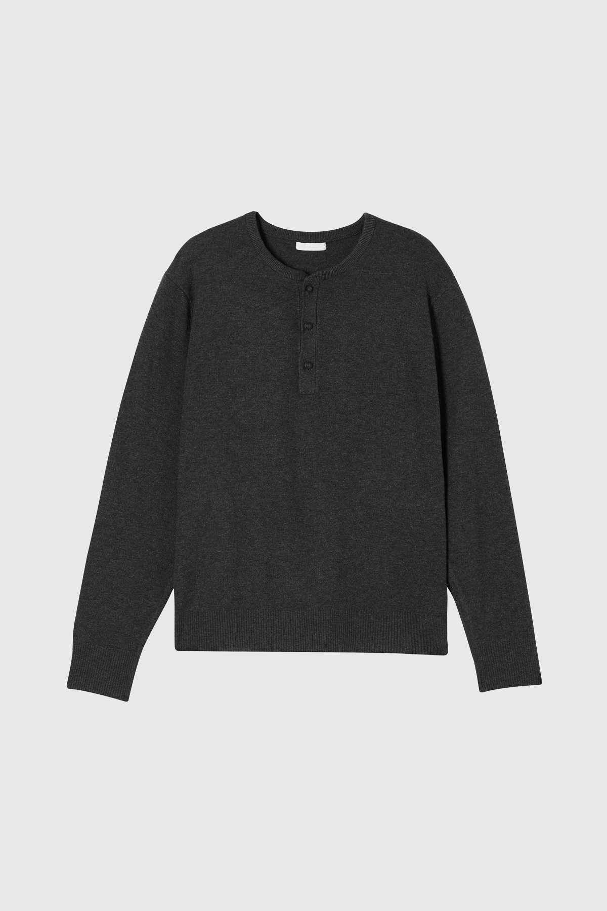 Luum亨利領針織長袖Polo衫 （深灰）