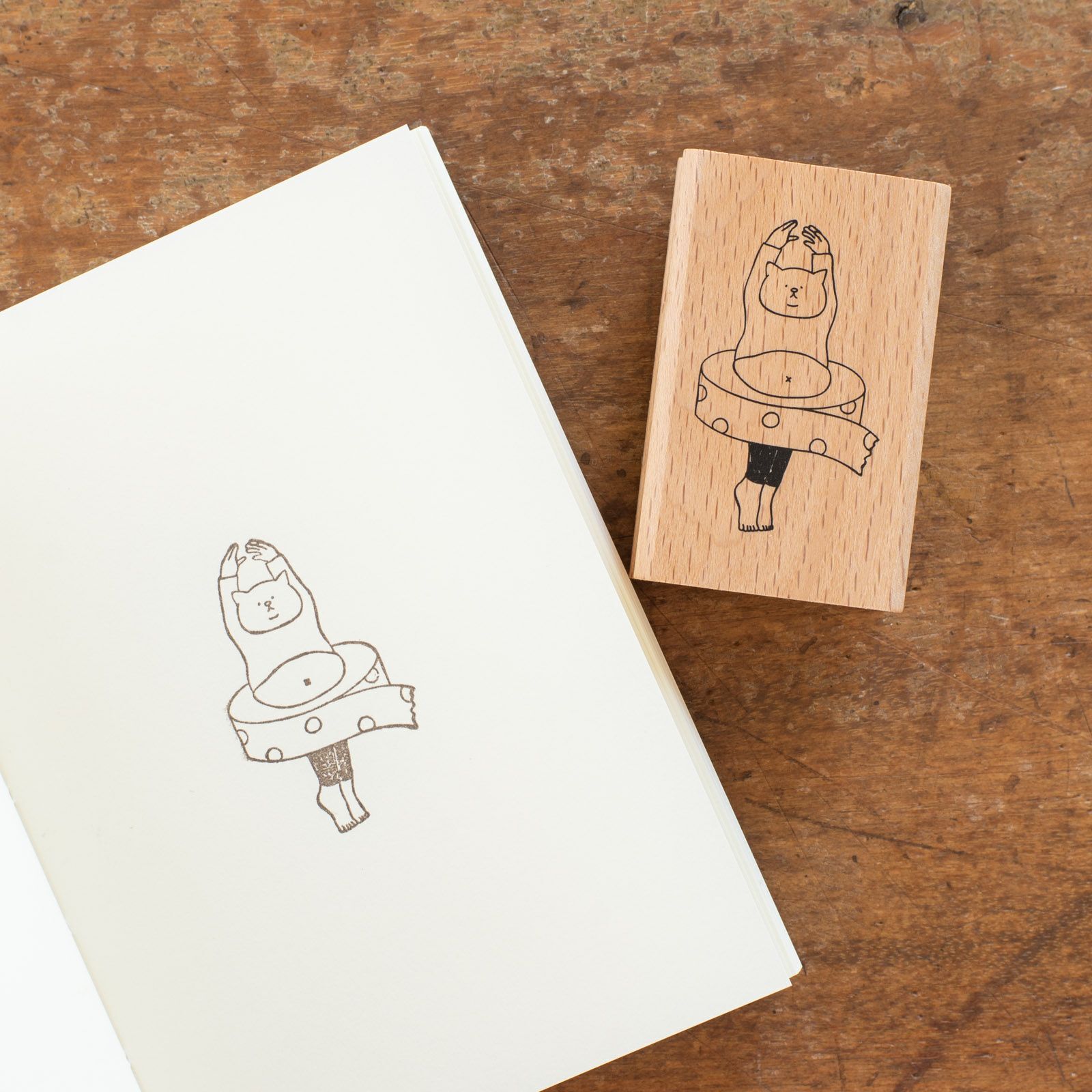 手紙社 × yuichi｜膠帶芭蕾貓｜木頭章/ 手紙社 / JAPAN
