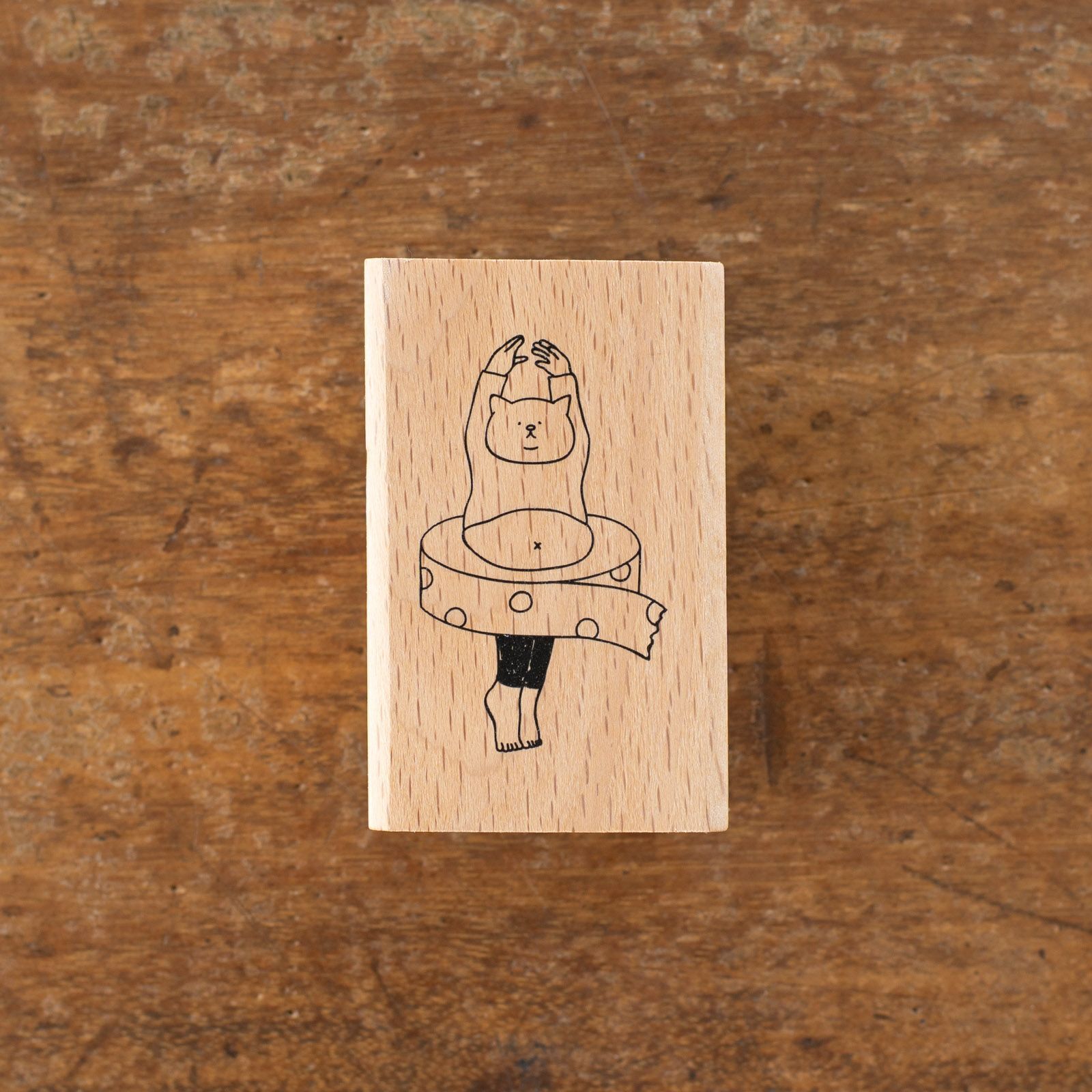 手紙社 × yuichi｜膠帶芭蕾貓｜木頭章/ 手紙社 / JAPAN