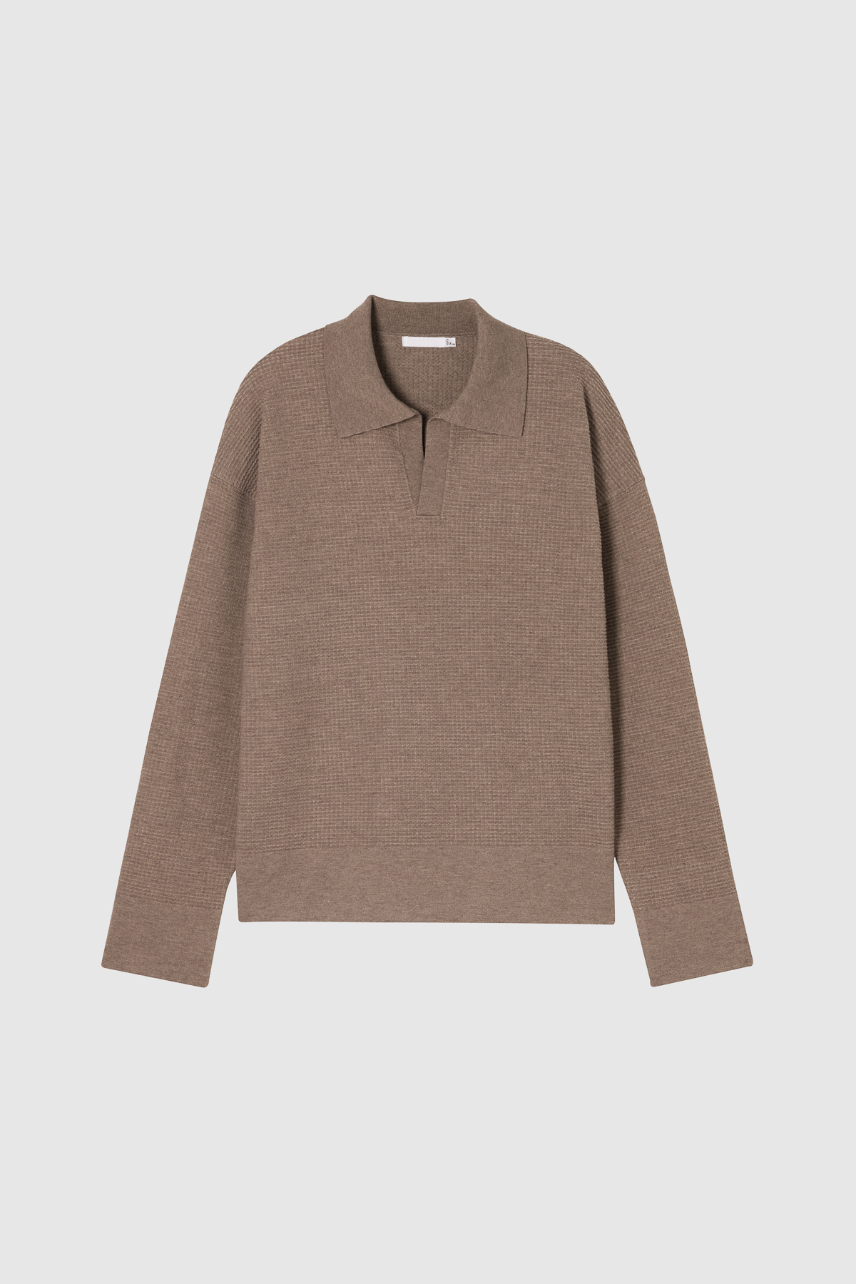 Luum V領針織長袖Polo衫 （棕色）