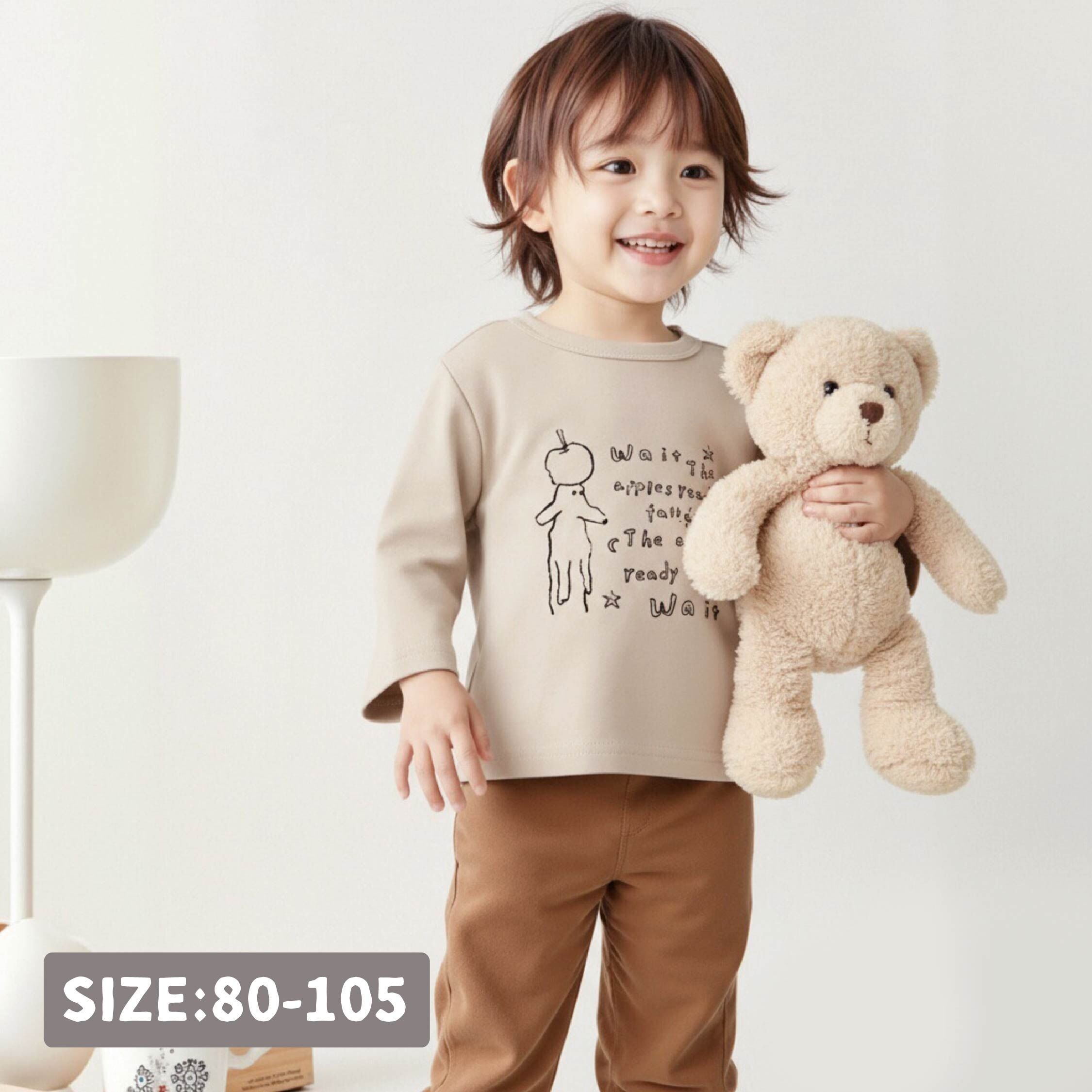 【H55564】塗鴉狗狗蘋果英字上衣＊二色