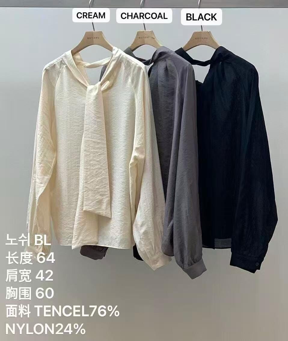 MA5112 微皺感天絲領巾上衣