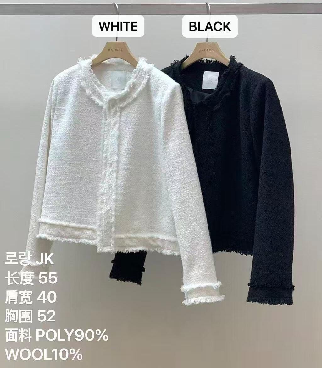 MA5113 混羊毛小香流蘇邊外套