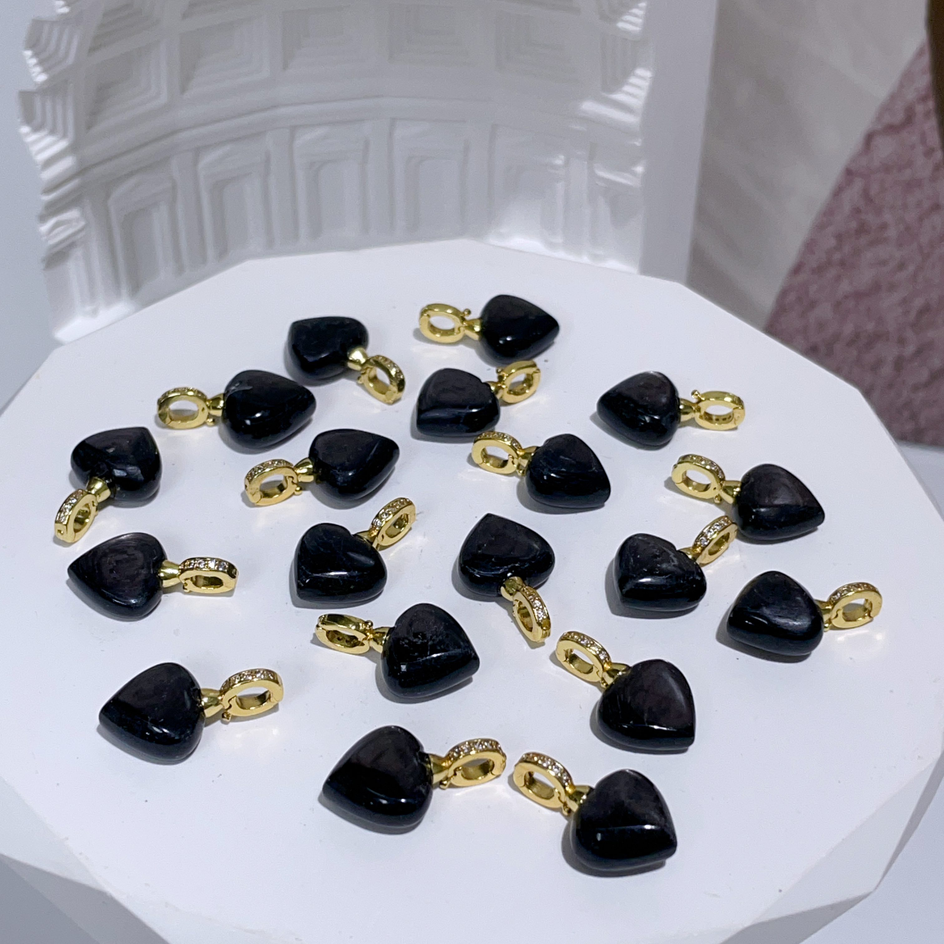 金運石心心隨意扣吊墜