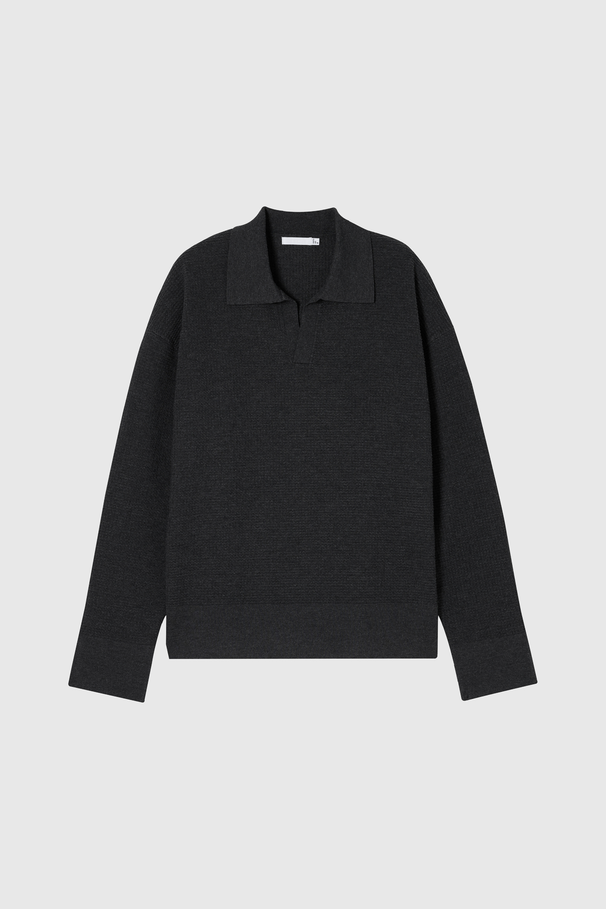 Luum V領針織長袖Polo衫 （深灰）