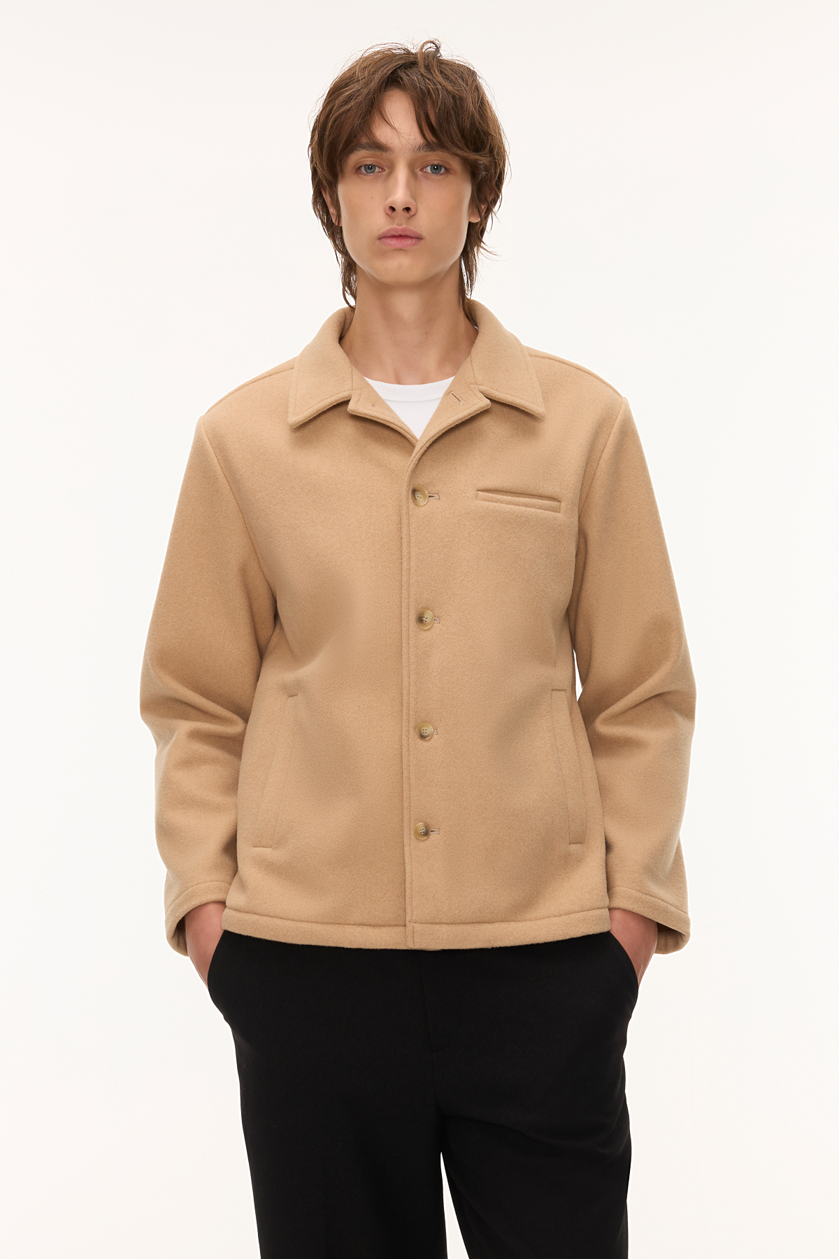 BRUSH 絨毛外套 男（卡其）