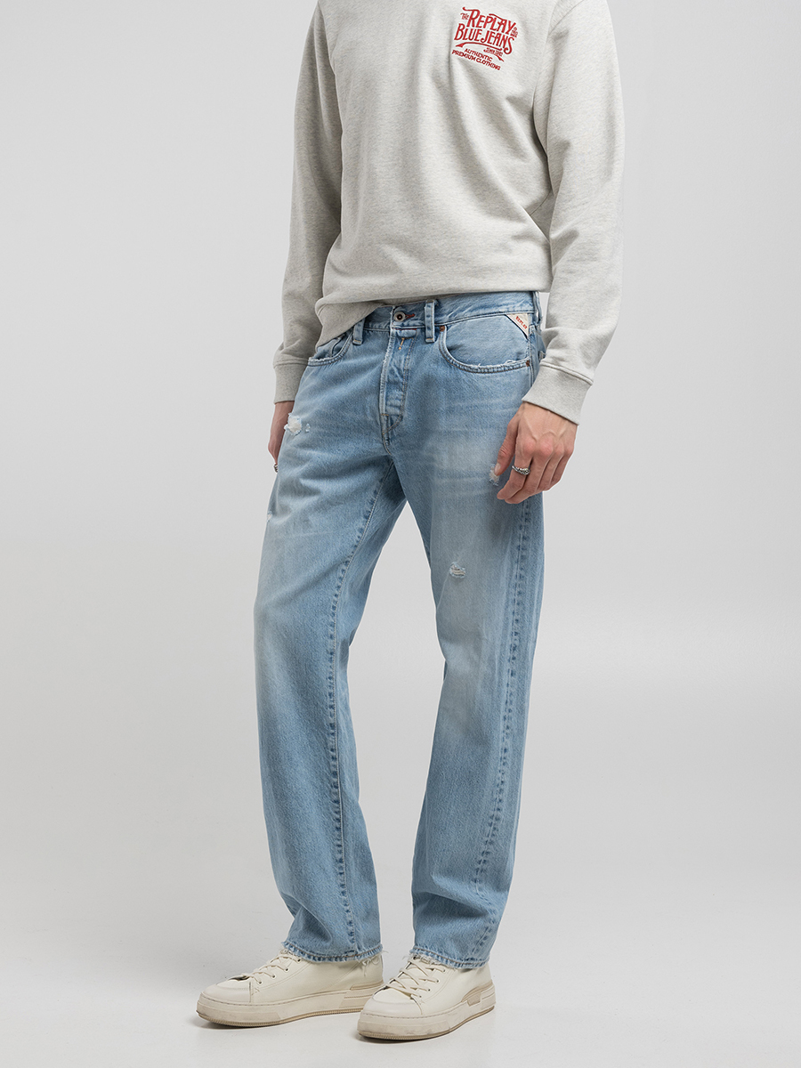 DERYCK 淺藍色中直筒丹寧牛仔褲