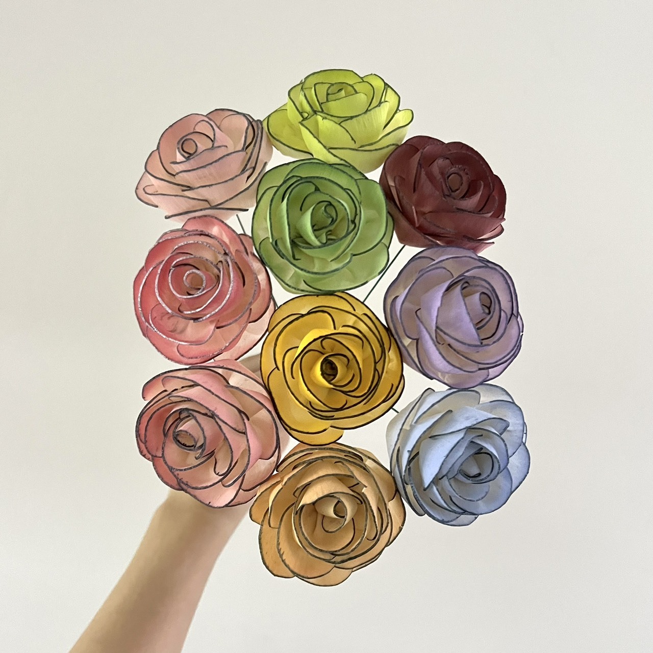 泰國索拉花 小香風玫瑰(黑邊) 6CM  <十支一把> (高品質)