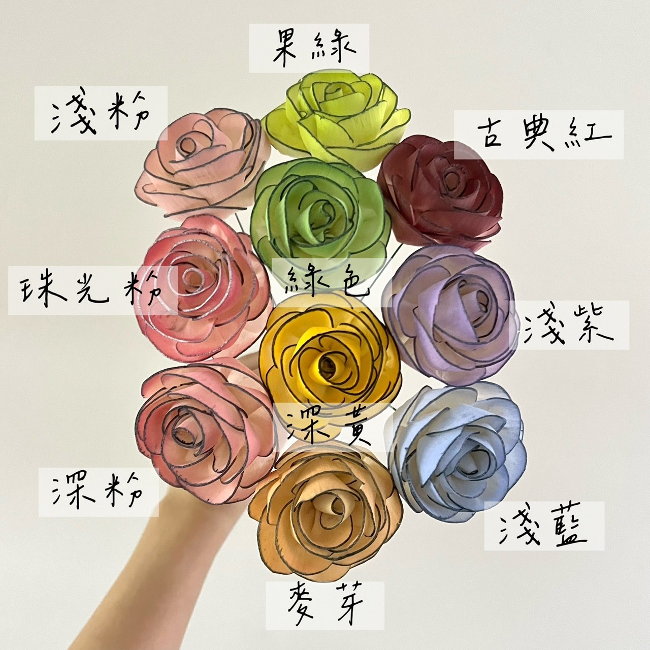 泰國索拉花 小香風玫瑰(黑邊) 6CM  <十支一把> (高品質)