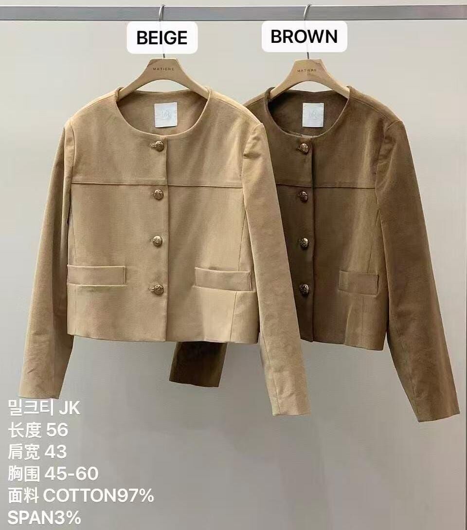 MA5120 仿麂皮小圓領外套