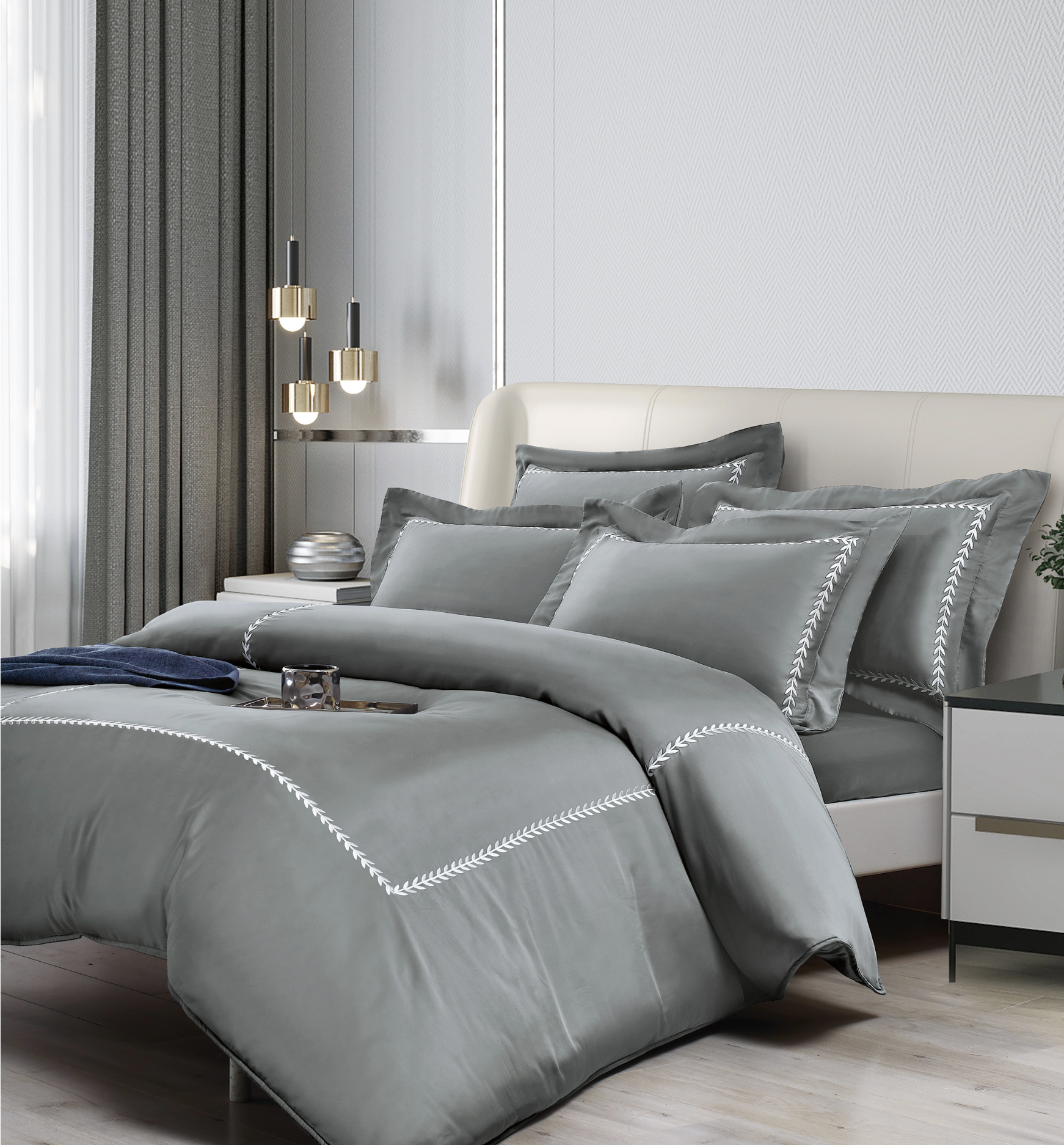 100樹葉款天絲-庭美(星辰銀)