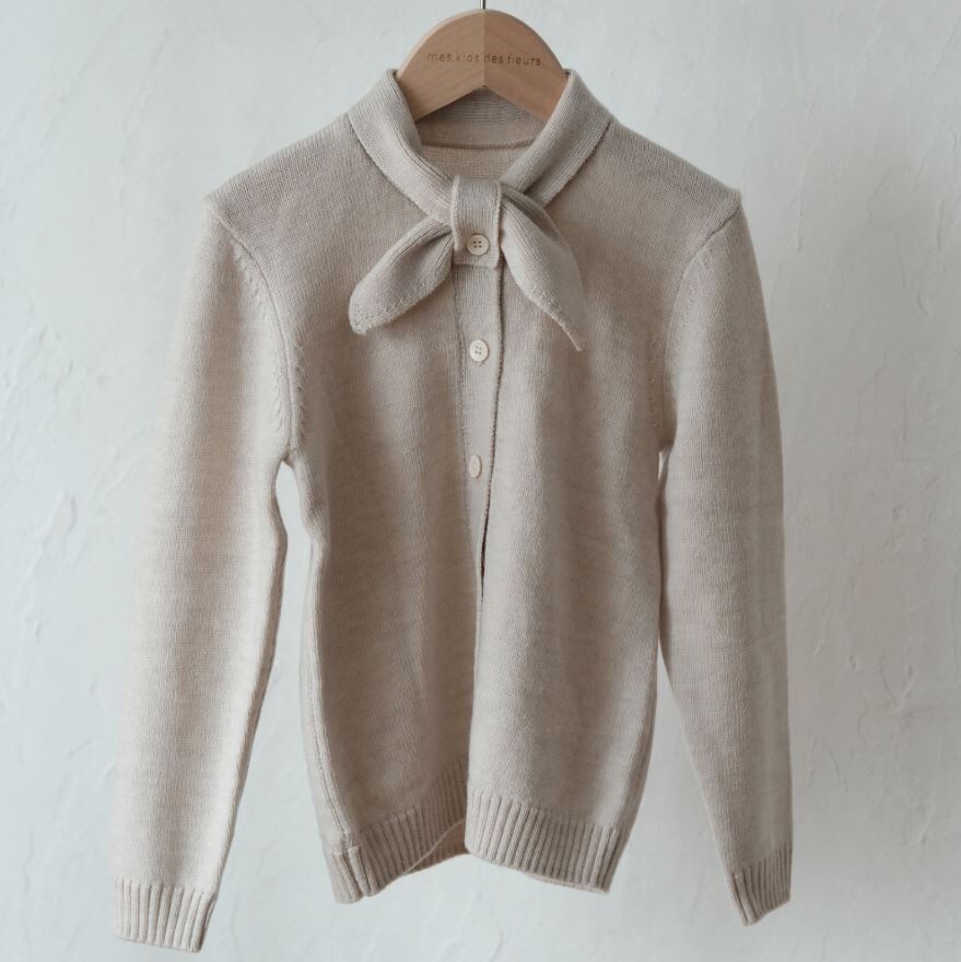 mes kids des fleurs 針織領結上衣 Bow neck sweater-grey