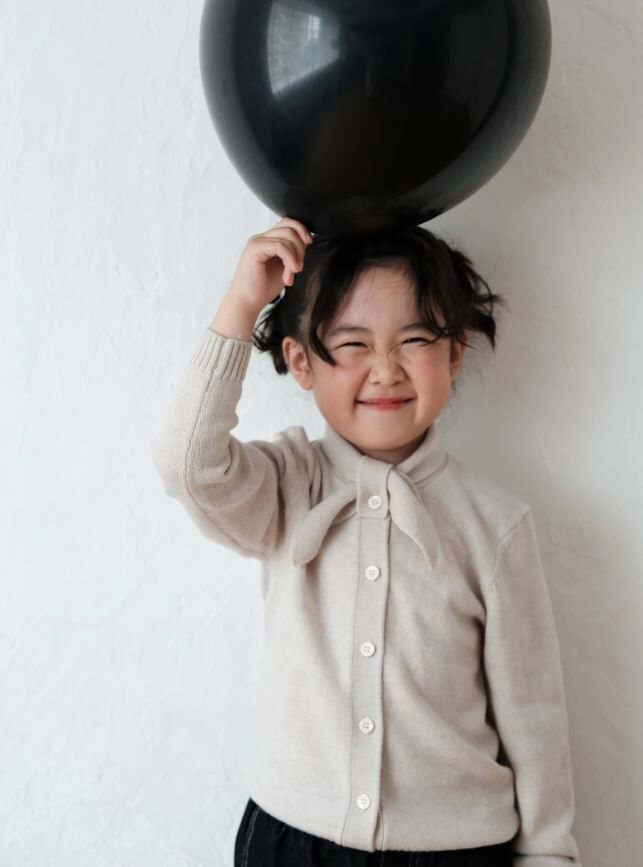 mes kids des fleurs 針織領結上衣 Bow neck sweater-grey