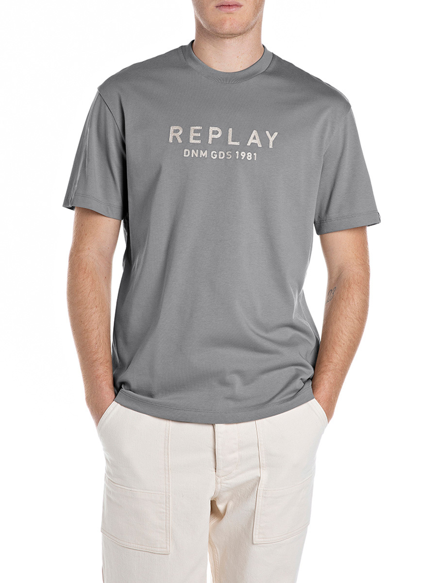 灰色文字印刷寬鬆版短袖T-Shirt