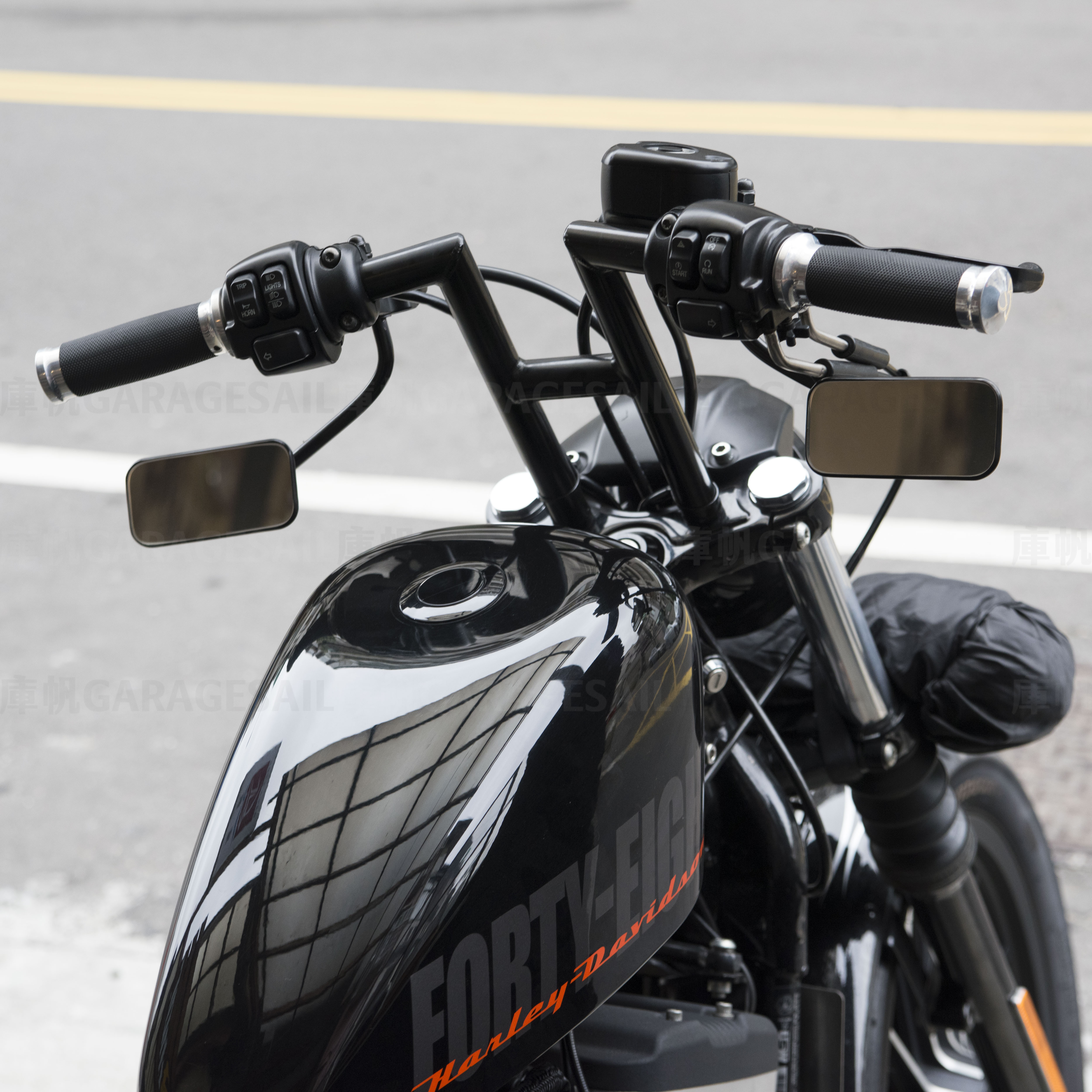 哈雷/凱旋專用 一般位置 後照鏡 小長方 黑