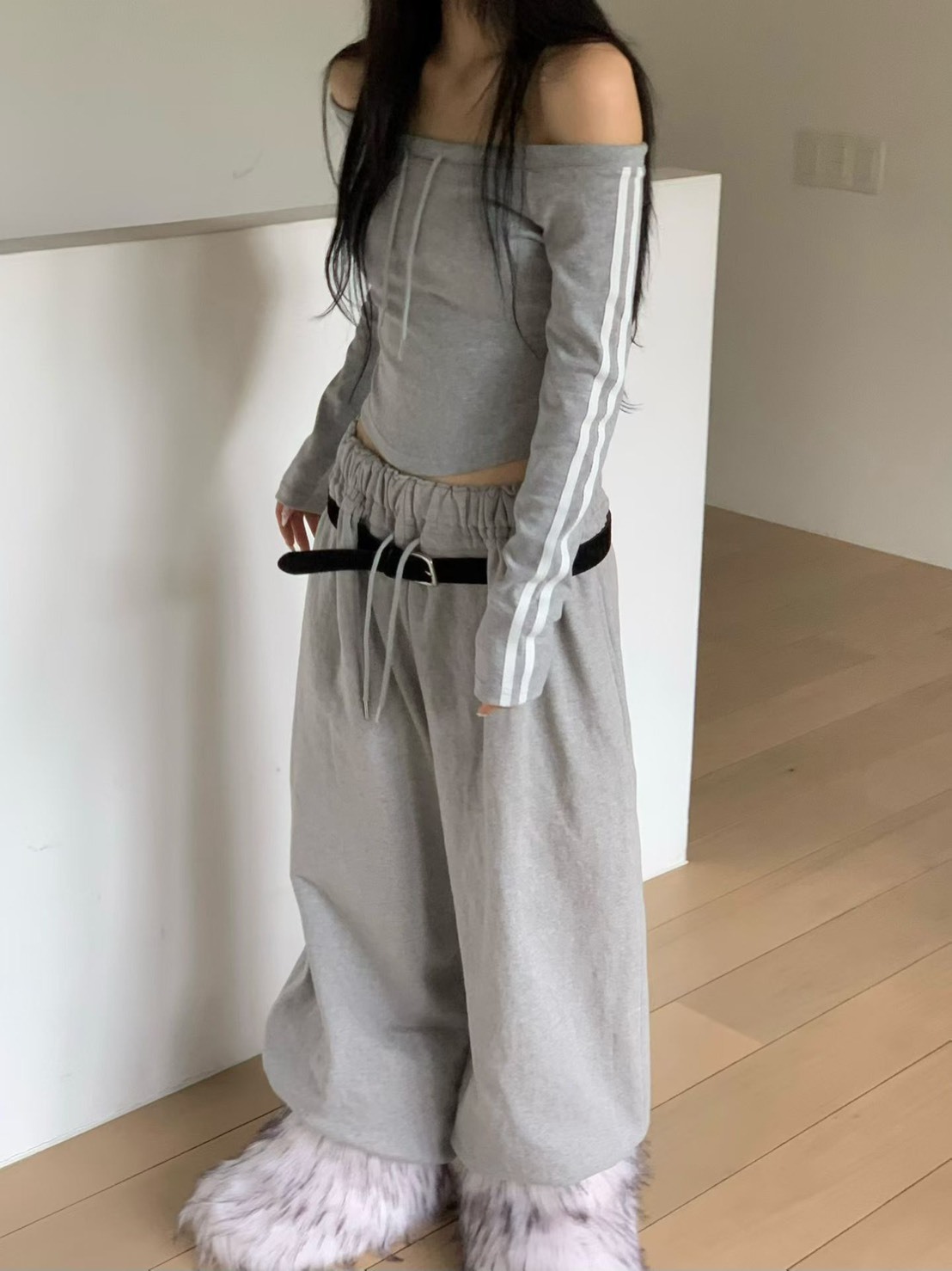 可穿腰帶休閒棉垮褲(不含腰帶)