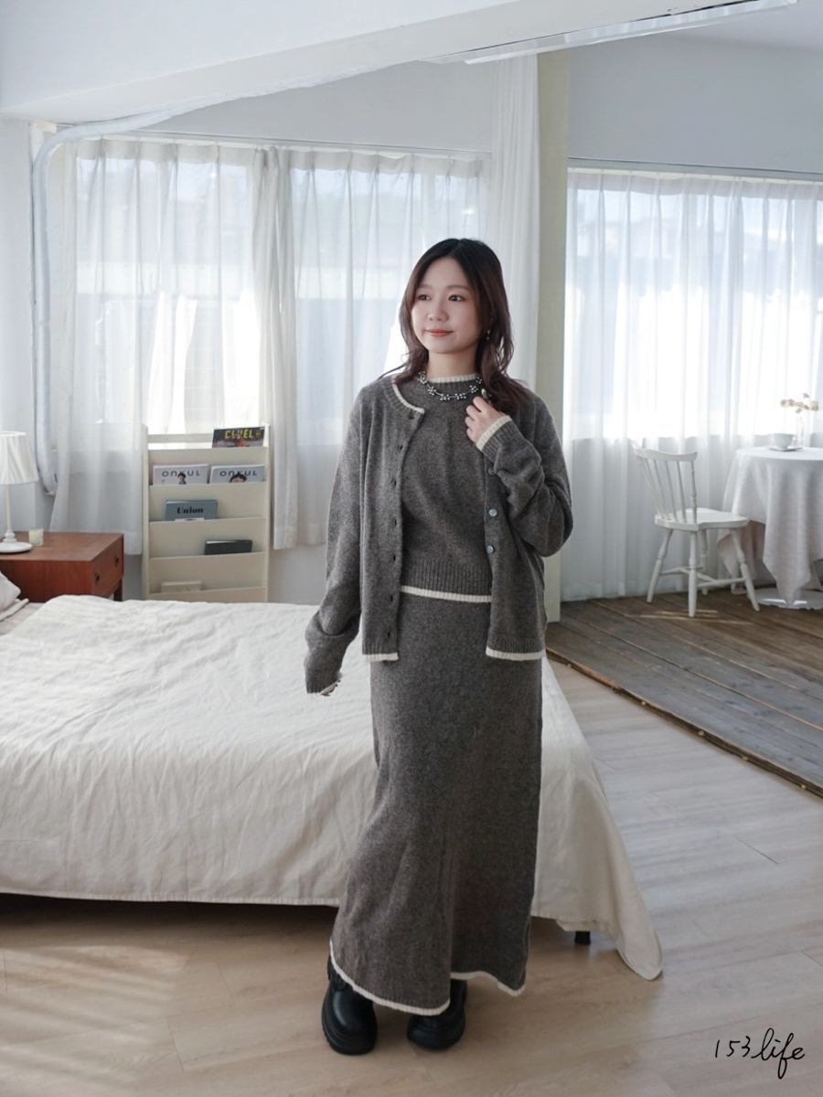 |現貨|秋冬氣質撞色滾邊套裝(短袖/長袖/短裙/長裙)