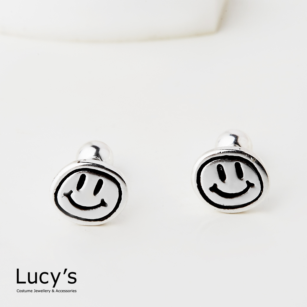 925純銀 純真笑顏 轉珠耳環 (123108)