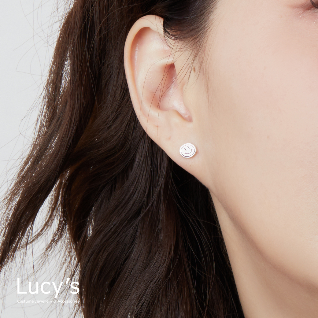 925純銀 純真笑顏 轉珠耳環 (123108)