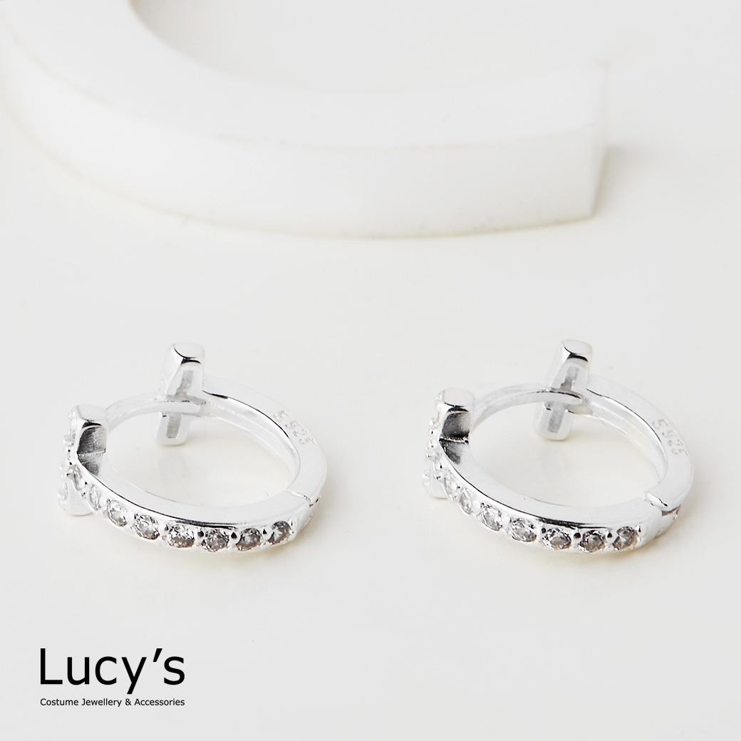 925純銀 T字光影 易扣耳環 (123444)