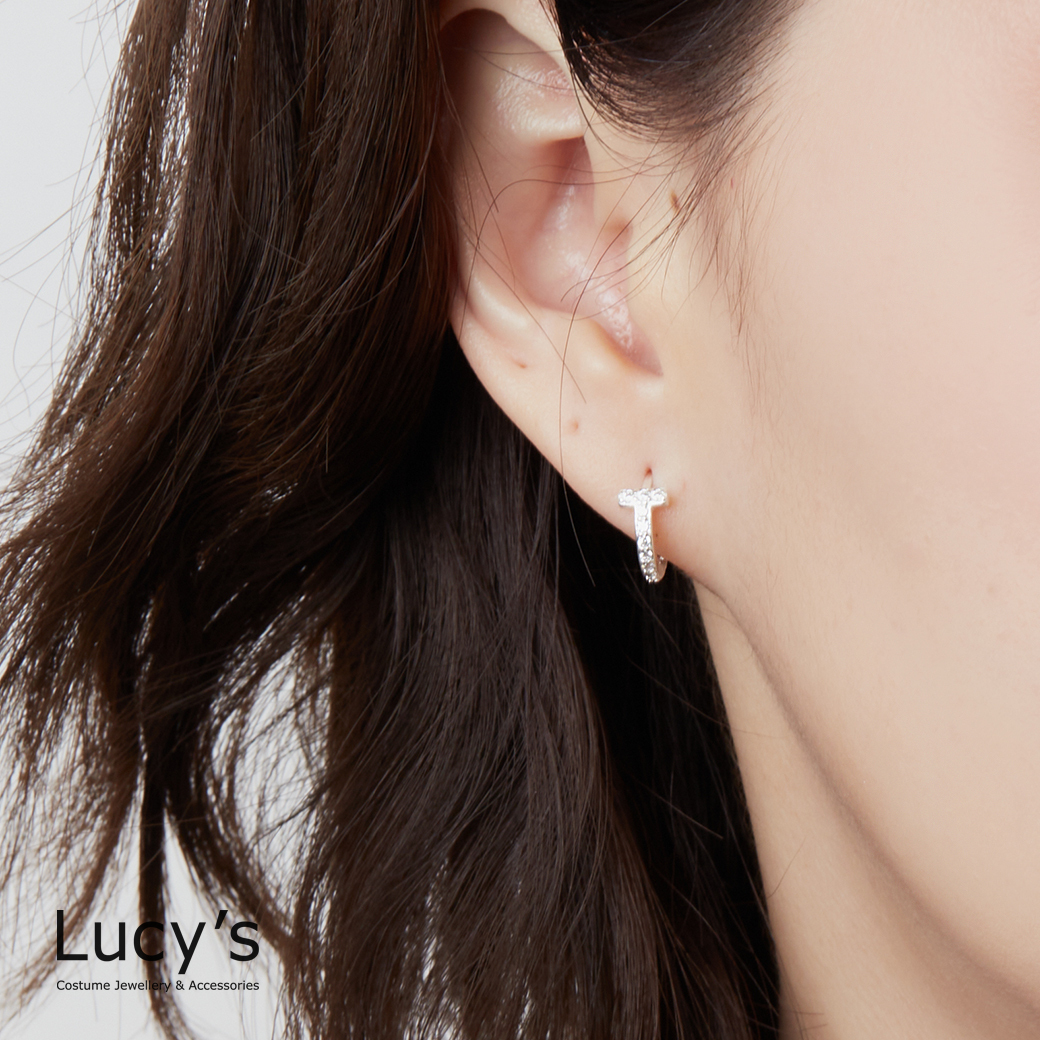 925純銀 T字光影 易扣耳環 (123444)