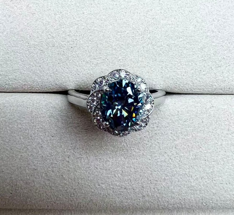 AP64 R6939 2ct Oval 莫桑戒指（藍鑽色）$680