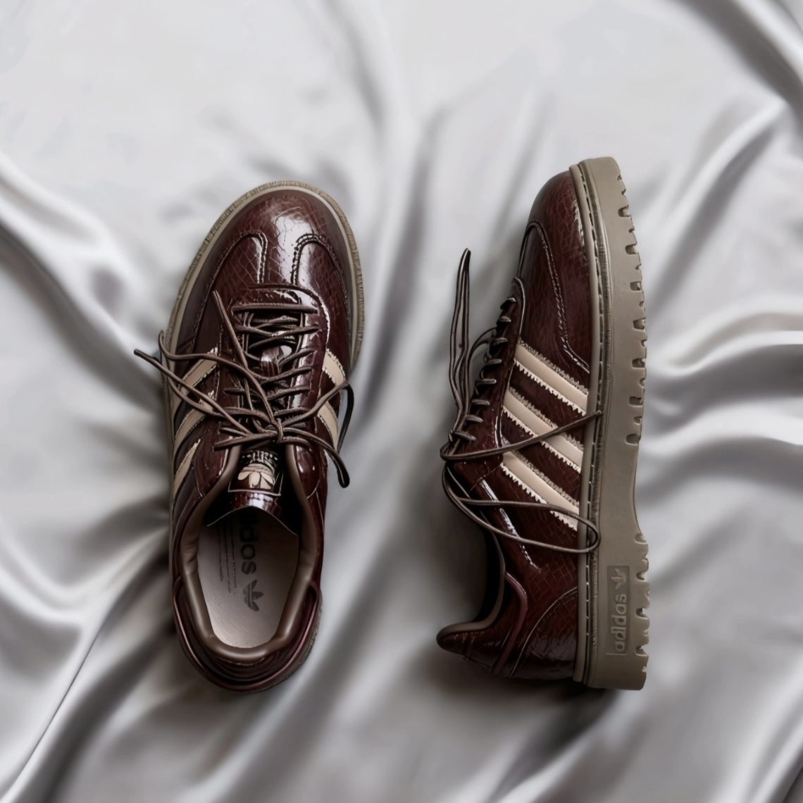 ADIDAS SAMBA WTR 酒紅色 鱷魚皮紋 漆皮 復古 休閒鞋 男女鞋 JQ6711