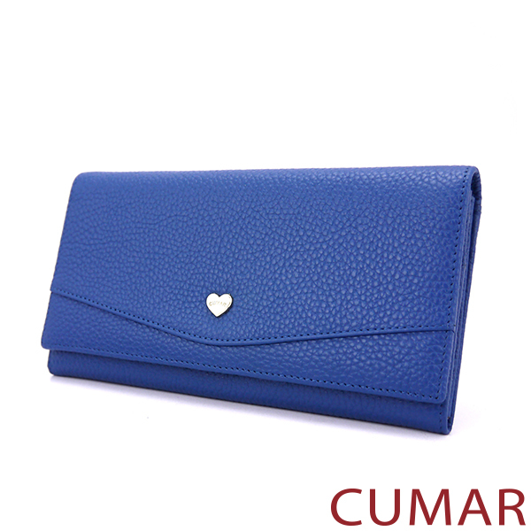 CUMAR｜ 愛心荔枝紋真皮長夾
