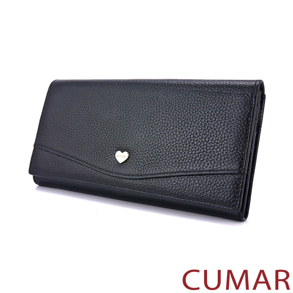 CUMAR｜ 愛心荔枝紋真皮長夾