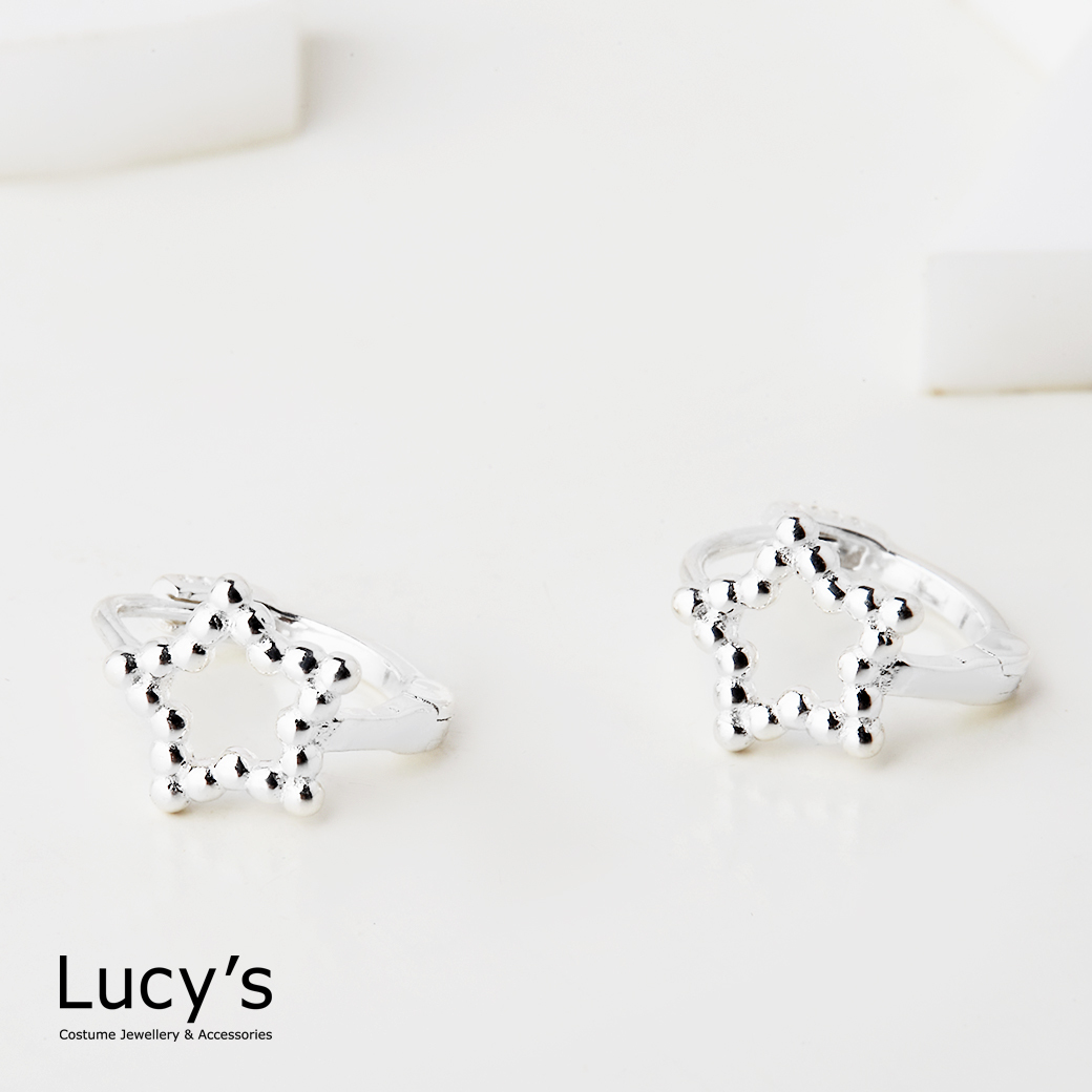 925純銀 點點星 易扣耳環 (123218)