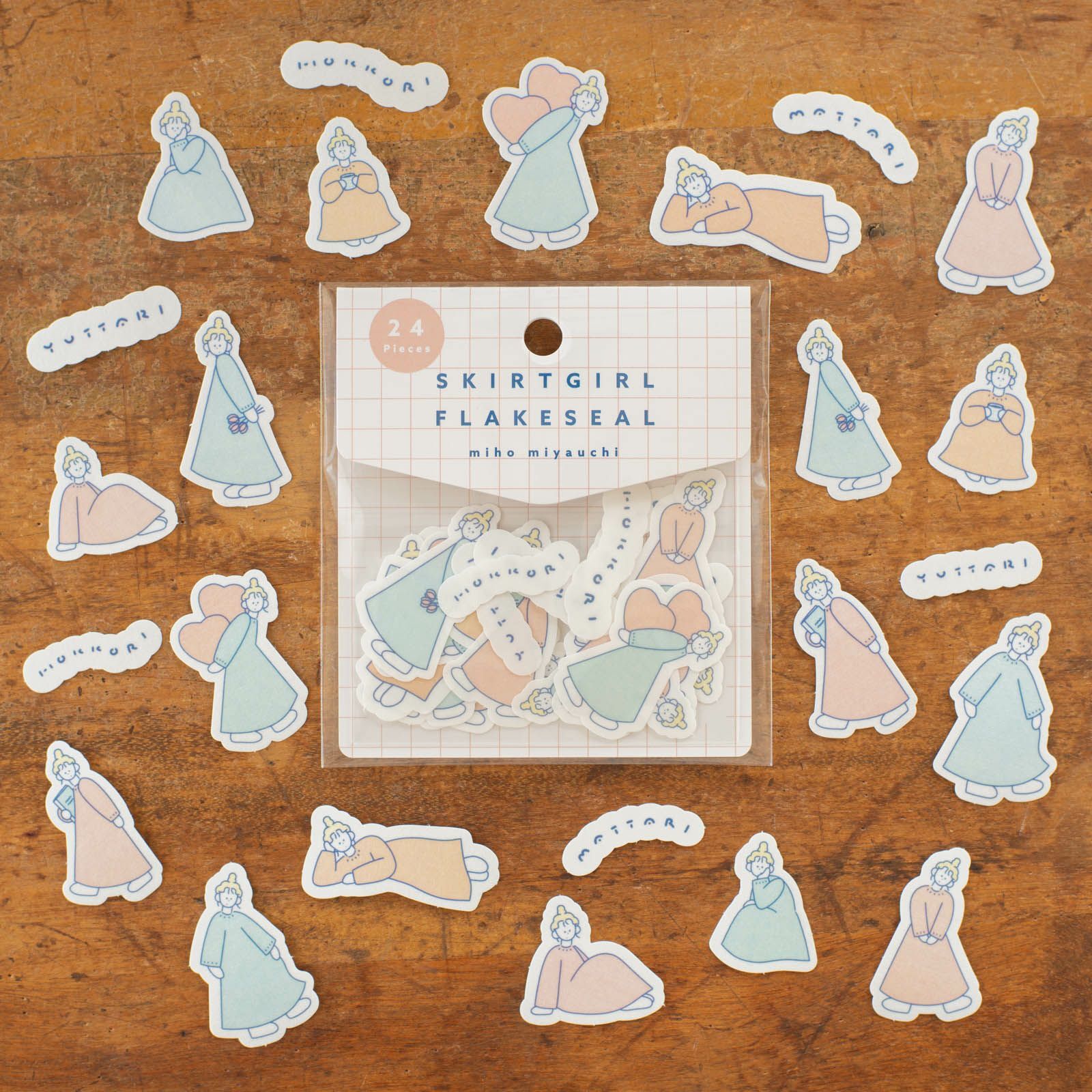 miho miyauchi｜裙擺女孩｜和紙貼紙包 / 手紙社 / JAPAN
