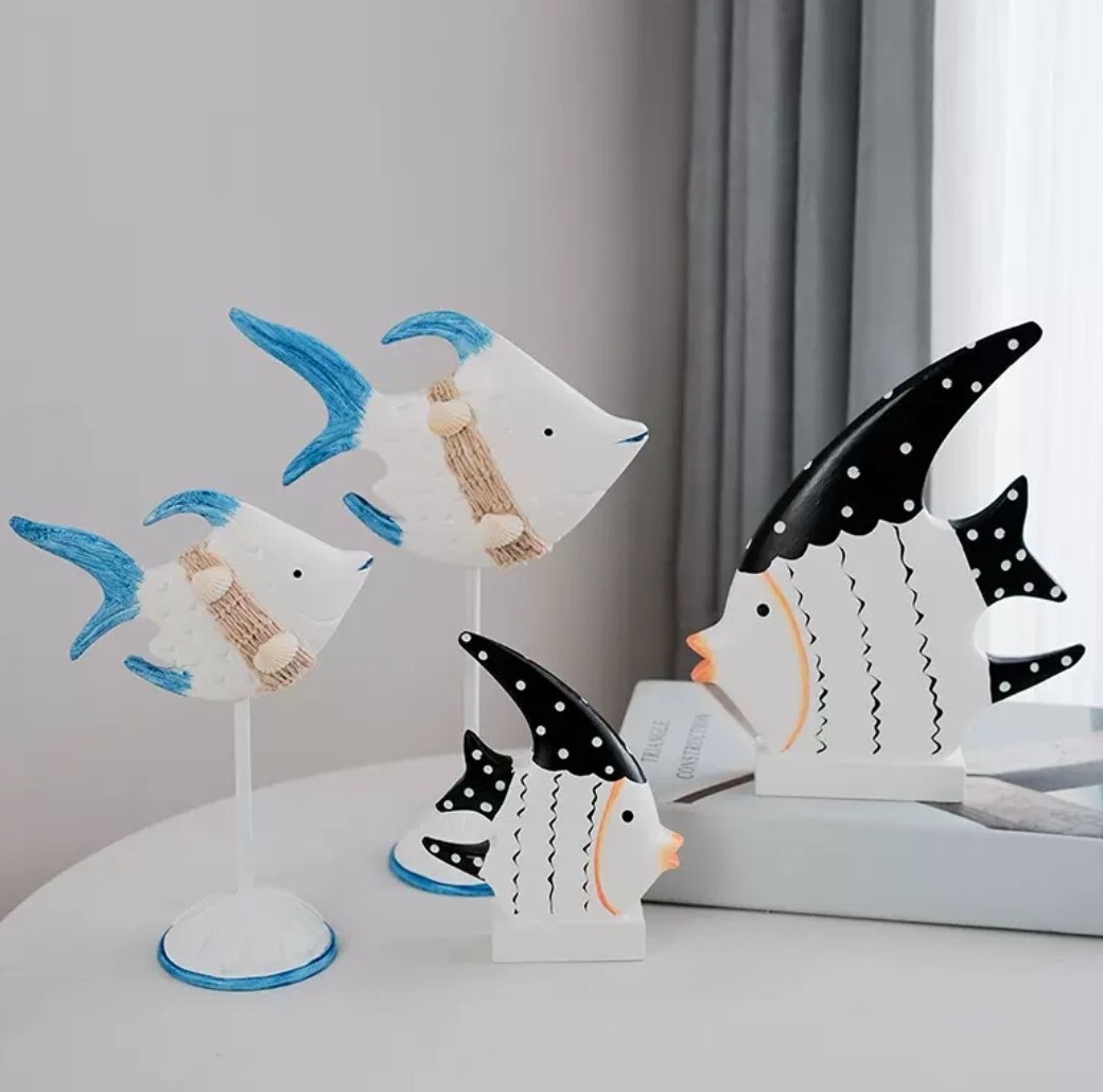 海洋風格木質小魚擺飾