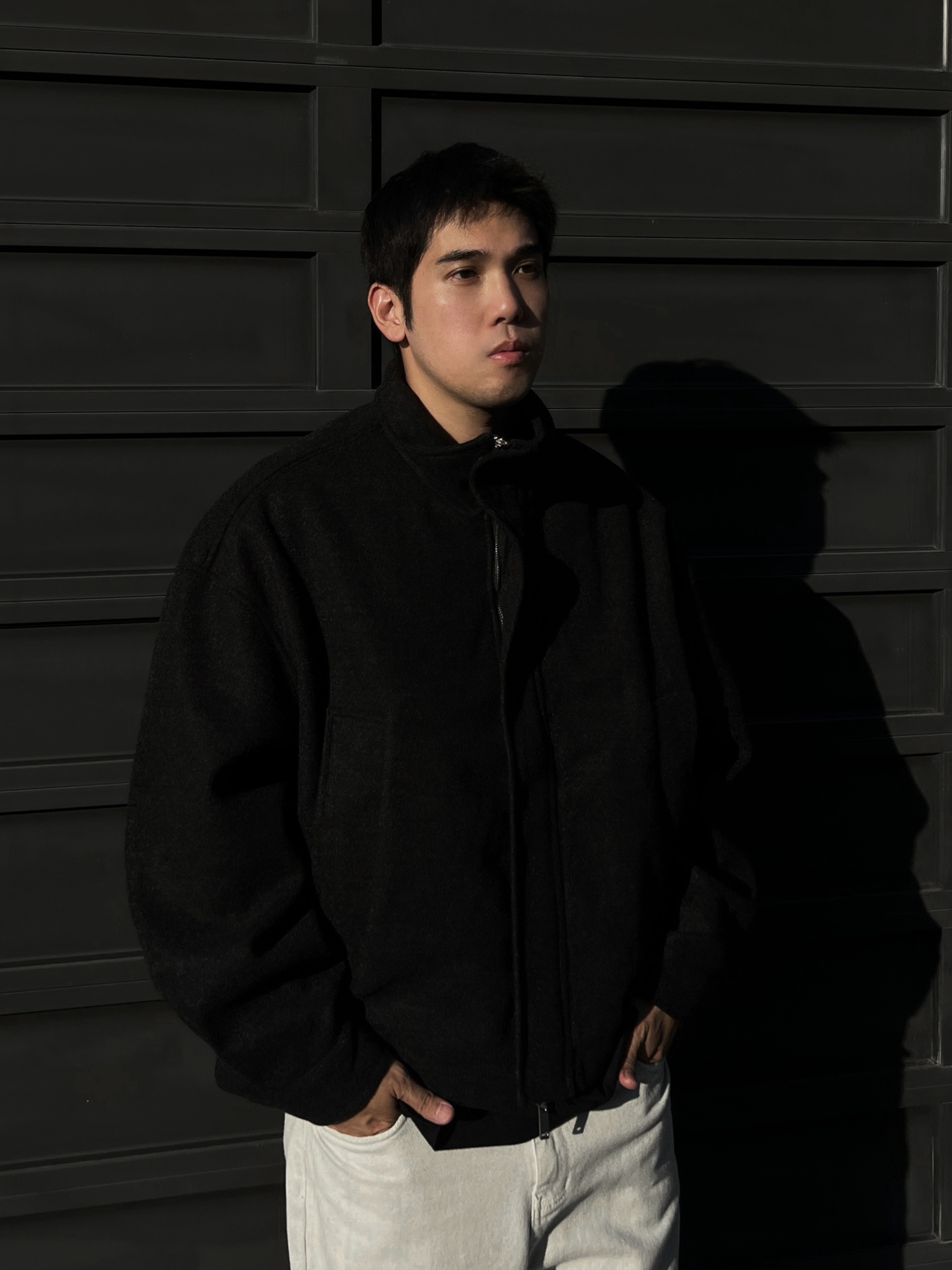 Metal Button Stand Collar Wool Coat