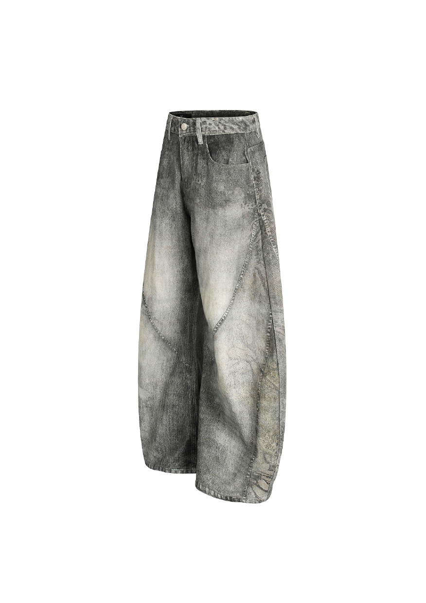 - SIMPLEACTION - 美式復古解構闊腿牛仔褲