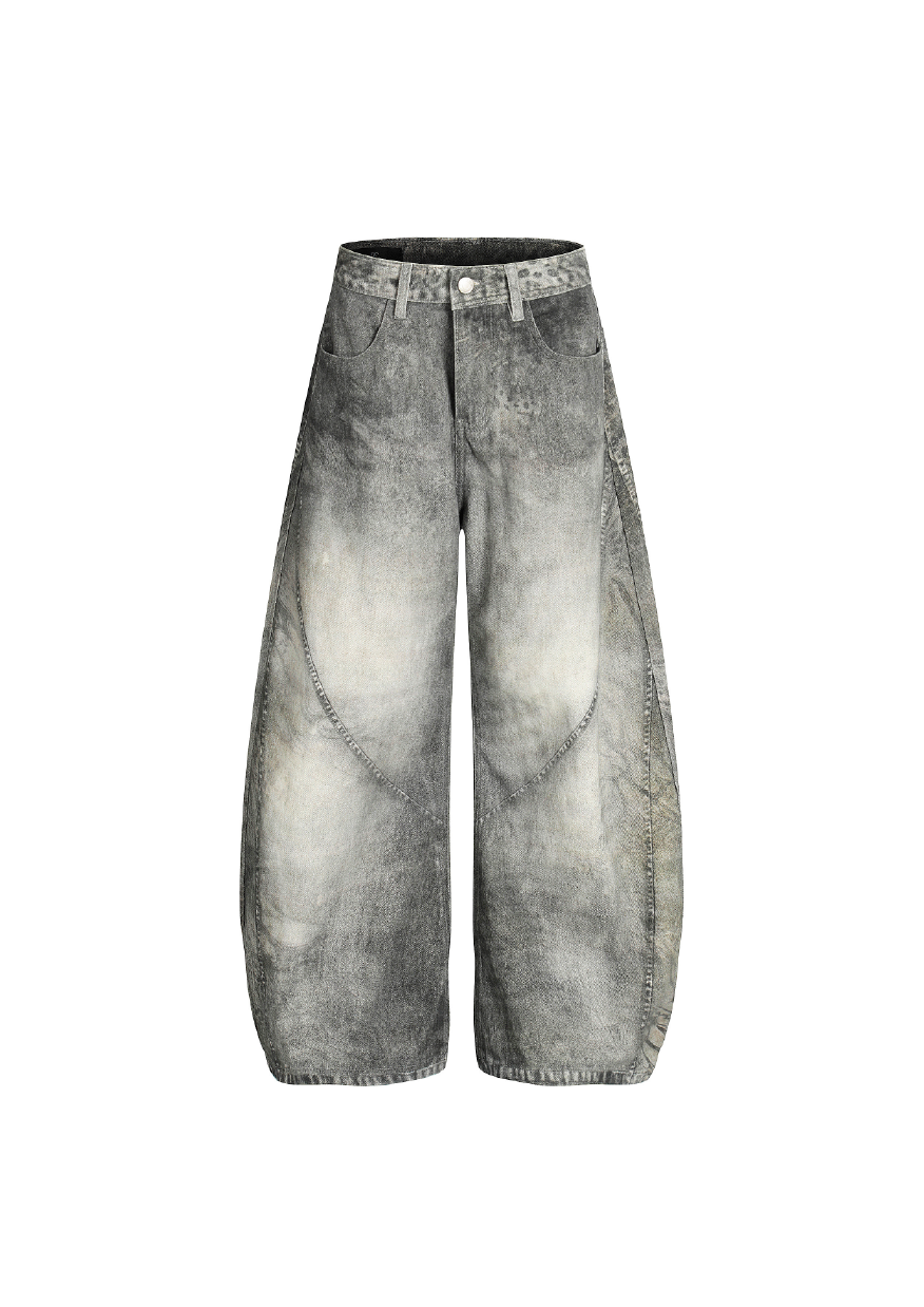 - SIMPLEACTION - 美式復古解構闊腿牛仔褲