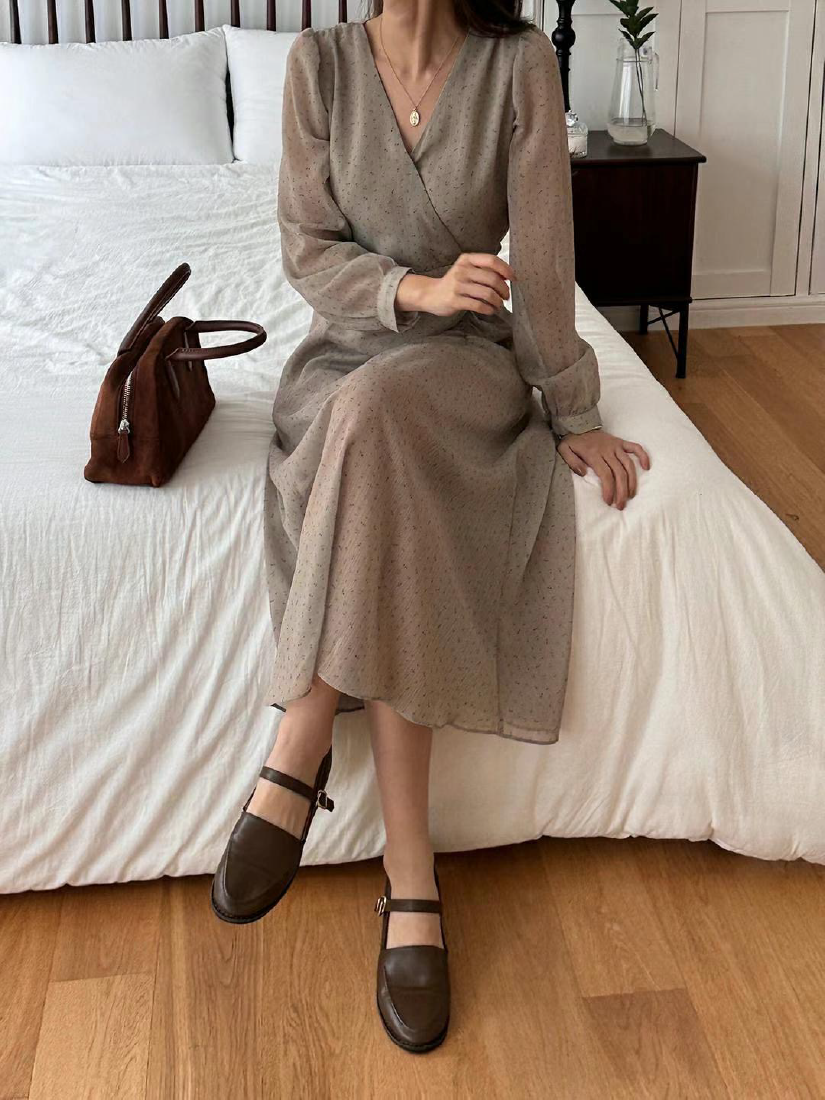 Elodie 清新小花側抓皺長洋裝 [ 2色 / Free ]